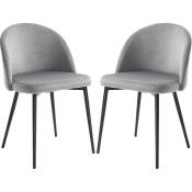 Homcom - Chaises de visiteur design scandinave - lot de 2 chaises - pieds effilés métal noir - assise dossier ergonomique velours gris - Gris