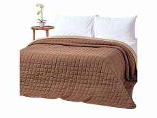 Homescapes couvre-lit matelassé bicolore & réversible en coton - chocolat & beige - 200 x 200 cm SF1107B