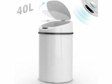 Jago® poubelle automatique - 40 l, couvercle amovible, acier galvanisé, blanche - poubelle à capteur, avec sensor, corbeille de cuisine, salle de bain
