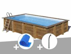 Kit piscine bois sunbay evora 6,20 x 4,20 x 1,33 m + bâche à bulles + douche