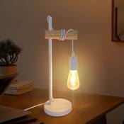 Lampe de bureau vintage en bois et métal, avec bouton marche/arrêt, idéale pour salon et chambre (ampoule non incluse) - Comely