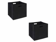 Lot de 2 boites de rangement en feutrine noir felt, cube de rangement pliable, ouvert dim 32 x 32 x 32 cm, design moderne