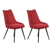 Lot de 2 chaises rembourrées en tissu rouge pieds