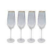 Lot de 4 - Flûte à champagne en verre bord doré