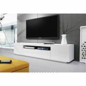 Meuble Banc Tv Blanc Laque - 2m00 - Moinschercuisine