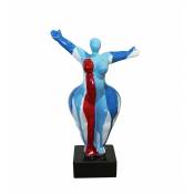 Meubletmoi - Statue femme bras levés coulures bleu