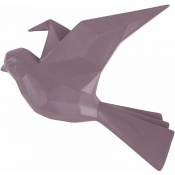 Oiseau fixation murale en résine violet mat origami Petit modèle - Violet