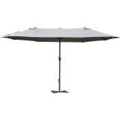 Outsunny - Parasol de jardin xxl parasol grande taille 4,6L x 2,7l x 2,4H m ouverture fermeture manivelle acier polyester haute densité gris - Gris