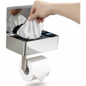 Porte-papier hygiénique design noir mat avec étagère, distributeur de lingettes jetables et rangement de salle de bain - Gardez vos lingettes hors de