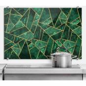 Protection murale cuisine tableau en verre salon vert Doré Smaragd abstrait 100x70 cm - vert