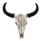 RéSine Longhorn Vache TêTe de Crâne Tenture Murale DéCor 3D Animal Faune Sculpture Figurines Artisanat Cornes pour Halloween DéCor