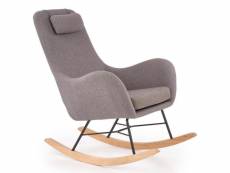 Rocking chair style scandinave avec tissu gris et pieds en métal et bois massif utopia 349