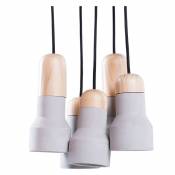 Set de 5 lampes suspension gris et marron - Gris