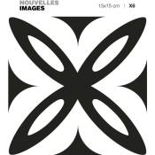 Stickers fleur géométrique noir et blanc 15 x 15