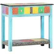 Table console peinte à la main 80x35x75 cm Bois de manguier Vidaxl Bleu