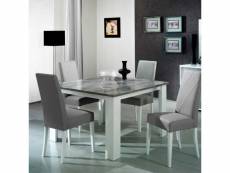 Table de repas carrée laqué blanc brillant-gris -