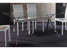 Table repas atene 180x90 en verre piétement acier chromé 20100850569