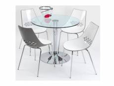 Table repas ronde planet 90x90 en verre piétement acier chromé 20100838600