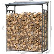 Tagère en métal pour bois de chauffage anthracite 143 x 70 x 185 cm avec espace pour 1,8 m3 de bois