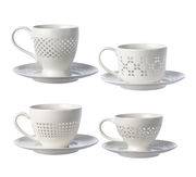 Tasse à thé Pierced / Set de 4 tasses et soucoupes - Pols Potten blanc en céramique