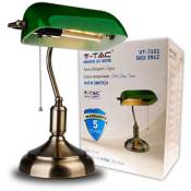 V-tac - VT-7151 Lampe de table banquier en bakélite avec commande par chaîne Support E27 abat-jour en verre vert - sku 3912 - Vert