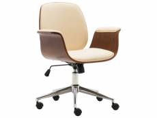 Vidaxl chaise de bureau crème bois courbé et similicuir 283127