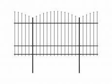 Vidaxl clôture de jardin à dessus en lance acier (1,5-1,75)x6,8 m noir 277742