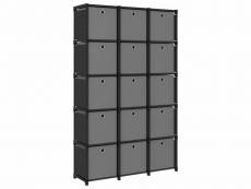 Vidaxl étagère à 15 cubes avec boîtes noir 103x30x175,5