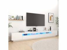 Vidaxl meuble tv avec lumières led blanc brillant 300x35x40 cm