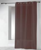 Voilages en Etamine Unie à Oeillets - Chocolat - 140 x 240 cm
