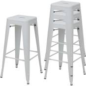 4x tabouret de bar HHG 844, chaise de comptoir, métal, empilable, design industriel blanc - white