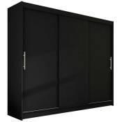 Armoire Atlanta 118, Noir, 215x250x58cm, Portes d'armoire: Glissement - Noir