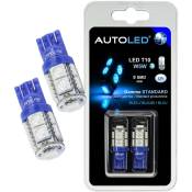 Autoled - ampoule led T10 W5W bleu / 9 leds / ampoule