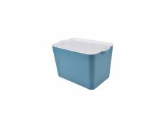 Box avec couvercle en plastique - 26l - bleu et blanc - l 40 x l 27 x h 24,5 cm