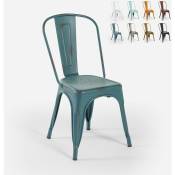 Chaise de cuisine design industriel vintage en métal shabby chic style Lix steel old Couleur: Bleu