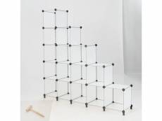 Costway étagère rangement 16 cubes modulaire 30x30cm étagère modulable connecteurs abs et marteau-assemblage facile meuble cube diy pour salon chambre