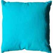 Coussin déhoussable 60 x 60 cm lola 100% coton coloris turquoise