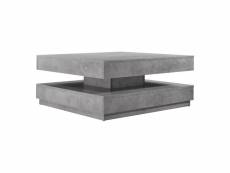 [en.casa] table basse avec plateau tournant panneau de fibre de bois gris béton 76 x 76 x 38 cm