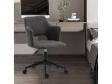 Fauteuil de bureau ergonomique chaise pivotant 360° réglable en hauteur, siège et dossier en tissu, gris