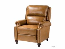Fauteuil inclinable en cuir véritable, fauteuil inclinable classique et traditionnel pour le salon, fauteuil inclinable en cuir réglable, canapé vinta
