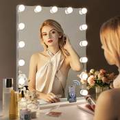 Fenchilin - Miroir de maquillage Hollywood avec lampe Bluetooth mural 3 Modes d'Éclairage blanc 46cm x 58cm