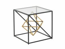Finebuy table basse de salon verre et métal 46x46x46 cm carrée noir or | petite table de canapé | design table d'appoint style moderne cube