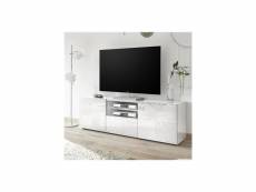 Grand meuble tv blanc laqué design elma