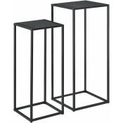 Helloshop26 - Lot de 2 tables hautes en métal noires mat - Métal
