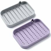 Heytea - Porte-savon 2 pièces, porte-savon auto-drainant antidérapant (garde le savon au sec), économiseur de savon flexible facile à nettoyer.