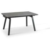 Iperbriko - Table extensible avec plateau en pierre effet marbre noir 140/200x80x76h cm