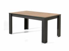 Isaac - table à manger - bois et noir - 160 cm - style industriel - bestmobilier - noir et bois