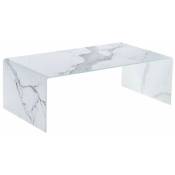Les Tendances - Table basse verre trempé effet marbre blanc Belar l 110 cm