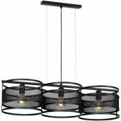 Licht-erlebnisse - Suspension Noir Moderne 3-flamme Métal Mesh E27 hauteur réglable pour salle à manger table à manger - Noir