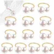 Linghhang - Serviette 12 pièces, Sharp Boucle de Serviette Or avec Perles Haute Luminosité Porte-Serviette Vintage Décoration de Table pour Mariage